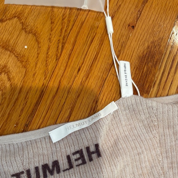 Helmut Lang Cream Logo Print Long Sleeve Top - Picture 2 of 6